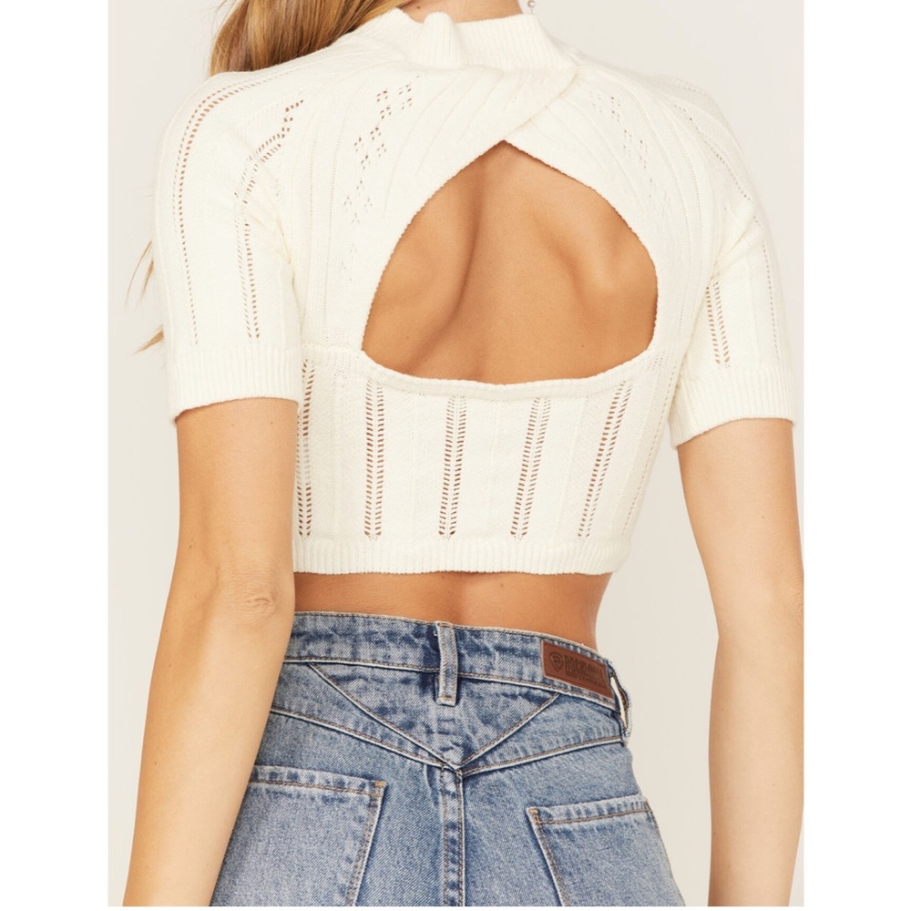 Free people never been work knit cropped white xs sweater